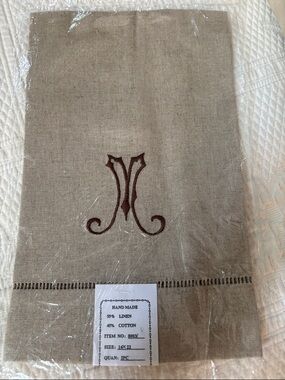 Handmade linen dish towel monogrammed